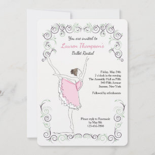 Ballerina On Her Toes Invitation