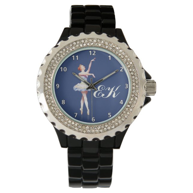 Ballerina On Pointe,  Customizable Monogram Watch (Front)