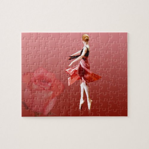 Ballerina On Pointe with Red Rose Jigsaw Puzzle