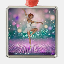 Ballerina on Purple Floor & Teal Background