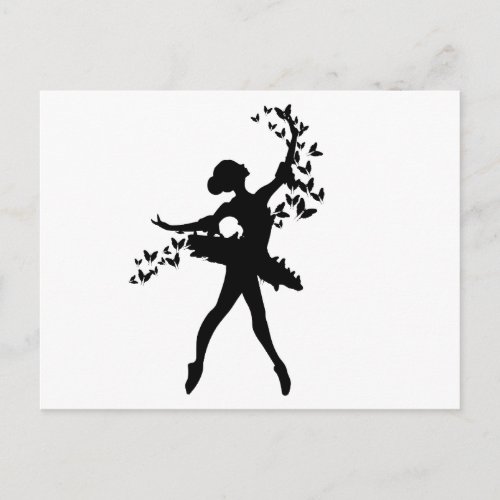 Ballerina outlines with butterfliyes  postcard