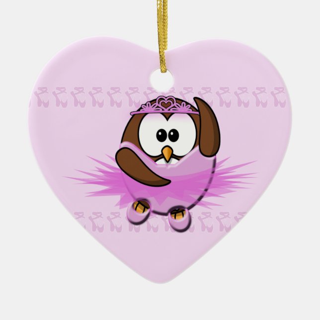 ballerina owl ceramic ornament (Front)