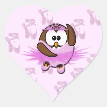 Ballerina Owl - Glitter Heart Sticker by just_owls at Zazzle