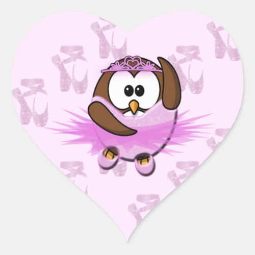Ballerina owl _ glitter heart sticker