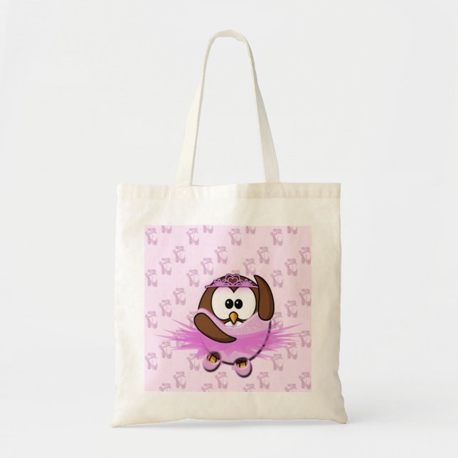 Ballerina owl - glitter tote bag (Front)