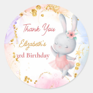 Ballerina party cute dancing bunny thank you classic round sticker