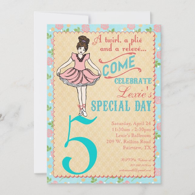 Ballerina Party Invitation (Front)