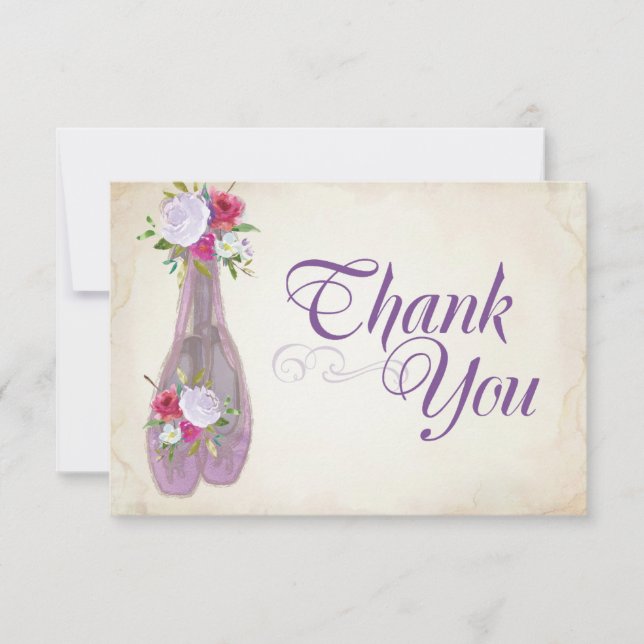 Ballerina Party Thank You Card, Purple Card (Front)