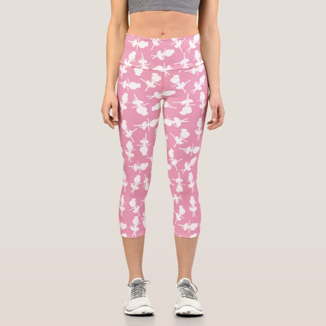 Ballerina Pattern, Ballet Girls, Ballet Dance Capri Leggings (Front)