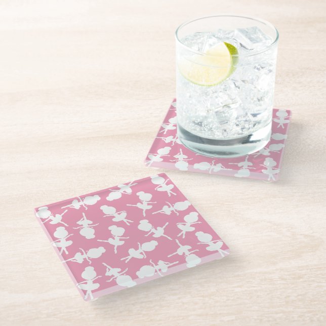 Ballerina Pattern, Ballet Girls, Ballet Dance Glass Coaster (Angled)