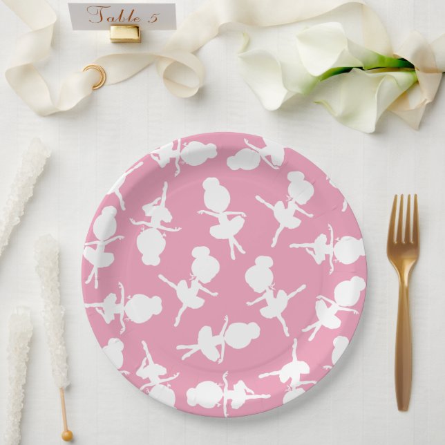 Ballerina Pattern, Ballet Girls, Ballet Dance Paper Plates (Wedding)