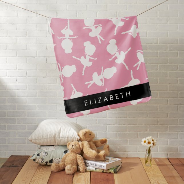 Ballerina Pattern, Ballet Girls, Dance, Your Name Baby Blanket (In Situ)