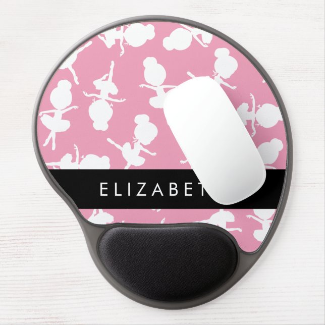 Ballerina Pattern, Ballet Girls, Dance, Your Name Gel Mouse Pad (Left Side)