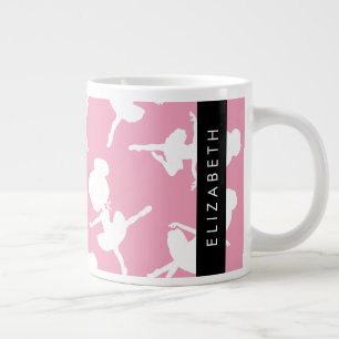 Ballerina Pattern, Ballet Girls, Dance, Your Name Giant Coffee Mug