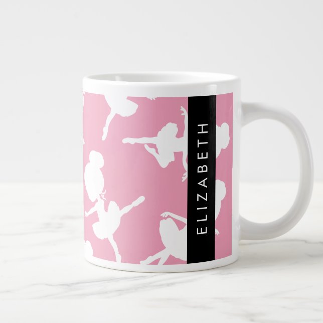 Ballerina Pattern, Ballet Girls, Dance, Your Name Giant Coffee Mug (Right)
