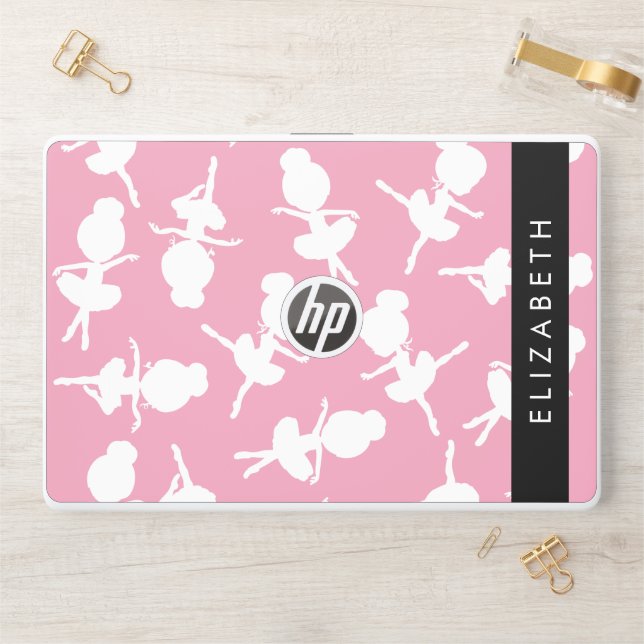 Ballerina Pattern, Ballet Girls, Dance, Your Name HP Laptop Skin (Desk)