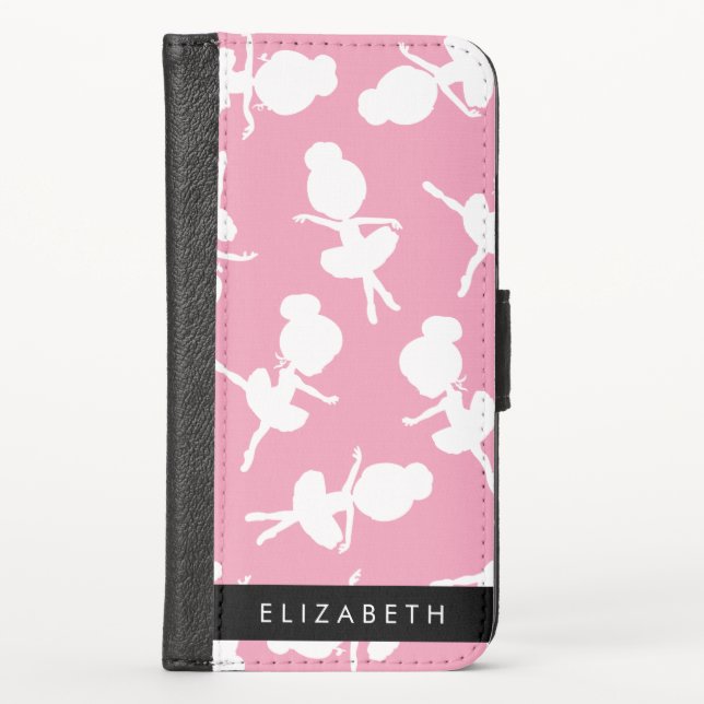 Ballerina Pattern, Ballet Girls, Dance, Your Name iPhone Wallet Case (Front)