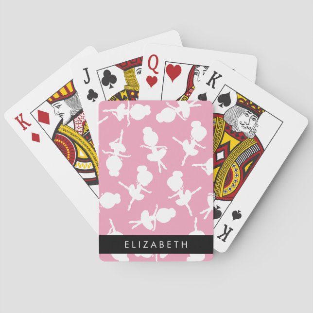 Ballerina Pattern, Ballet Girls, Dance, Your Name Poker Cards (Back)