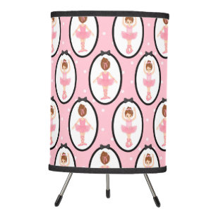 Ballerina Pattern Pink Tripod Lamp