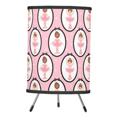 Ballerina Pattern Pink Tripod Lamp