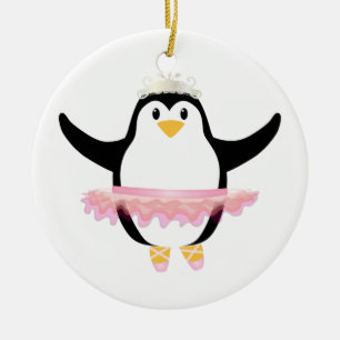 Ballerina Penguin Ceramic Ornament