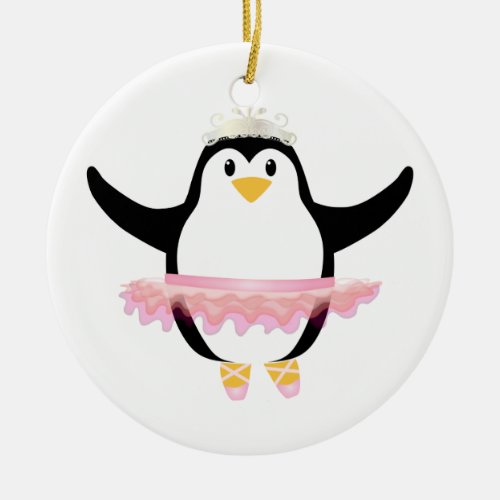 Ballerina Penguin Ceramic Ornament