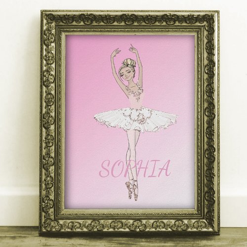 Ballerina Personal Pink Girls Poster