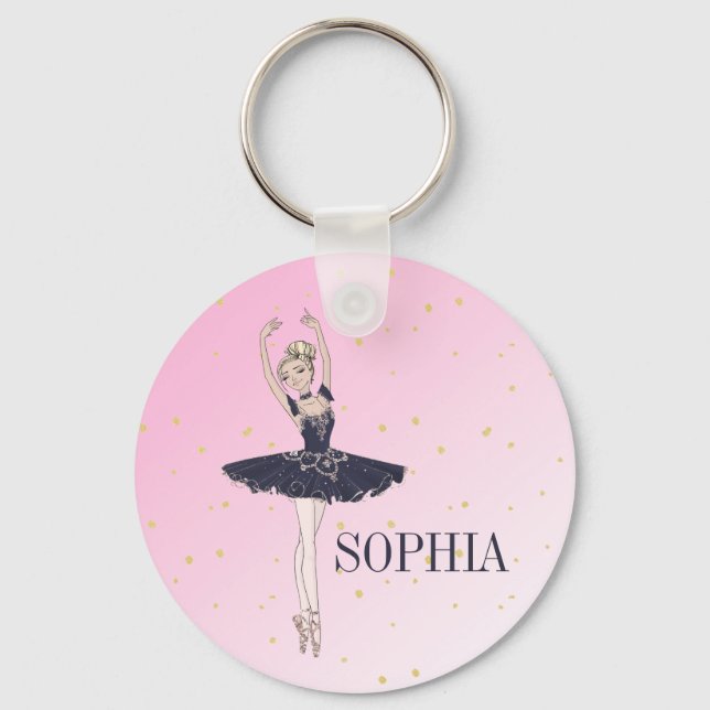 Ballerina Personal Pink Gold Keychain (Front)