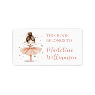 Ballerina Personalized Girly Book Plate Name Label
