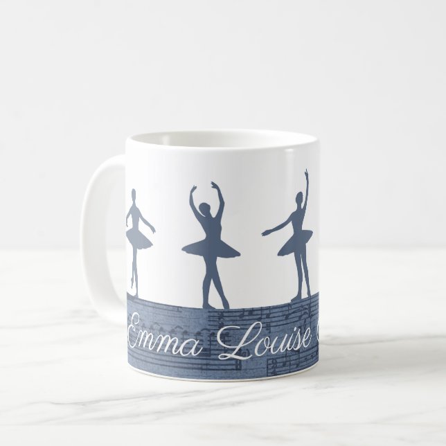 Ballerina Personalized Name Ballet Coffee Mug (Front Left)