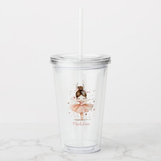 Ballerina Personalized Name Girly Acrylic Tumbler (Front)