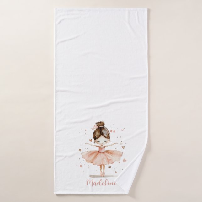 Ballerina Personalized Name Girly Bath Towel (Bath Towel)