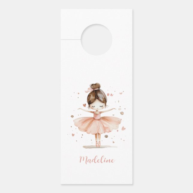 Ballerina Personalized Name Girly Door Hanger (Front)