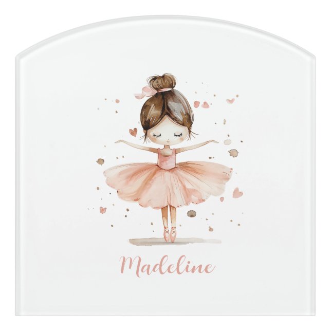 Ballerina Personalized Name Girly Door Sign (Contour Front)