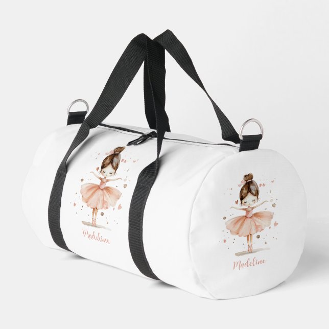 Ballerina Personalized Name Girly Duffle Bag (Left Corner)