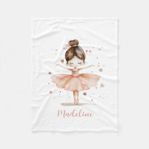 Ballerina Personalized Name Girly Fleece Blanket