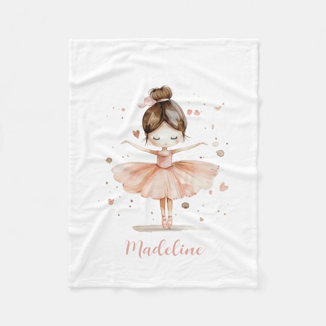 Ballerina Personalized Name Girly Fleece Blanket (Front)
