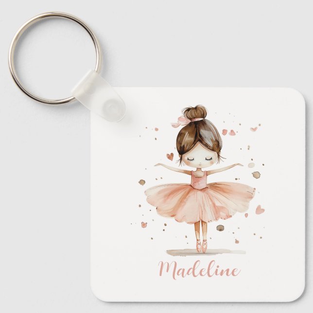 Ballerina Personalized Name Girly Keychain (Front)