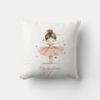 Ballerina Personalized Name Girly Throw Pillow