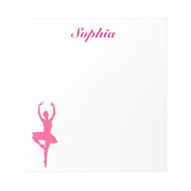 Ballerina Personalized Notepad (pink) (Front)