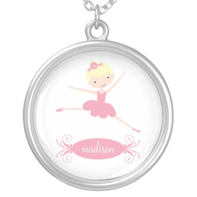 Ballerina Personalized Silver Necklace (Front)