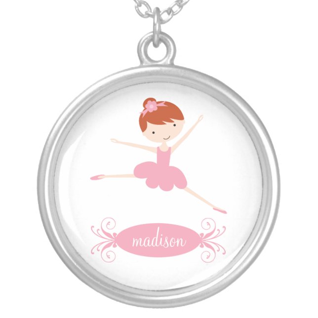 Ballerina Personalized Silver Necklace (Front)