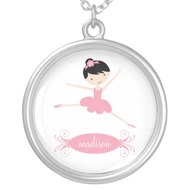 Ballerina Personalized Silver Necklace (Front)
