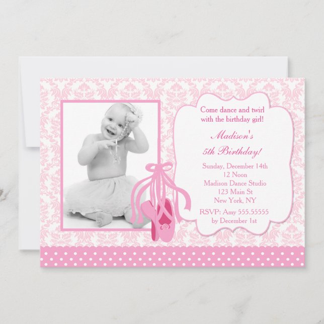 Ballerina Photo Birthday Invitation (Front)