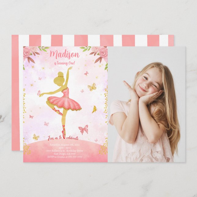 ballerina photo invitation  (Front/Back)