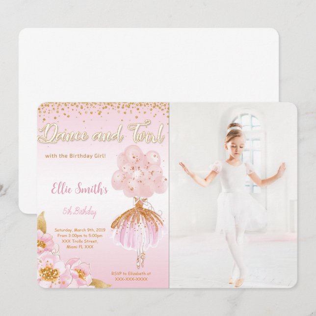 Ballerina Photo Invitation (Front/Back)