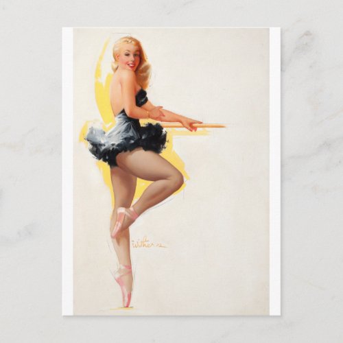 Ballerina Pin Up Postcard