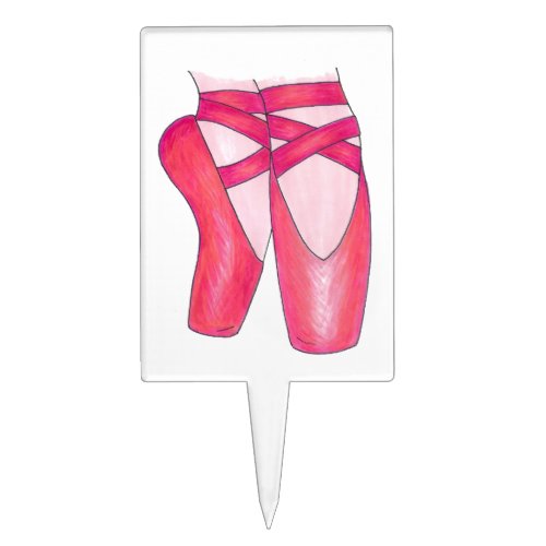Ballerina Pink Ballet Dance Pointe Toe Shoes Cake Topper