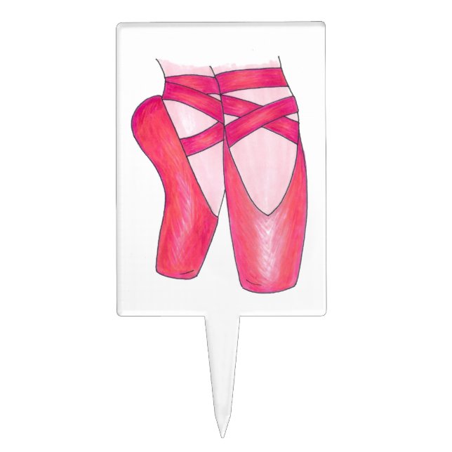 Ballerina Pink Ballet Dance Pointe Toe Shoes Cake Topper (Front)