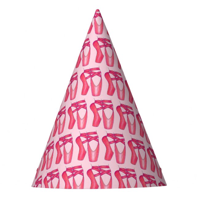 Ballerina Pink Ballet Dance Pointe Toe Shoes Party Hat (Front)